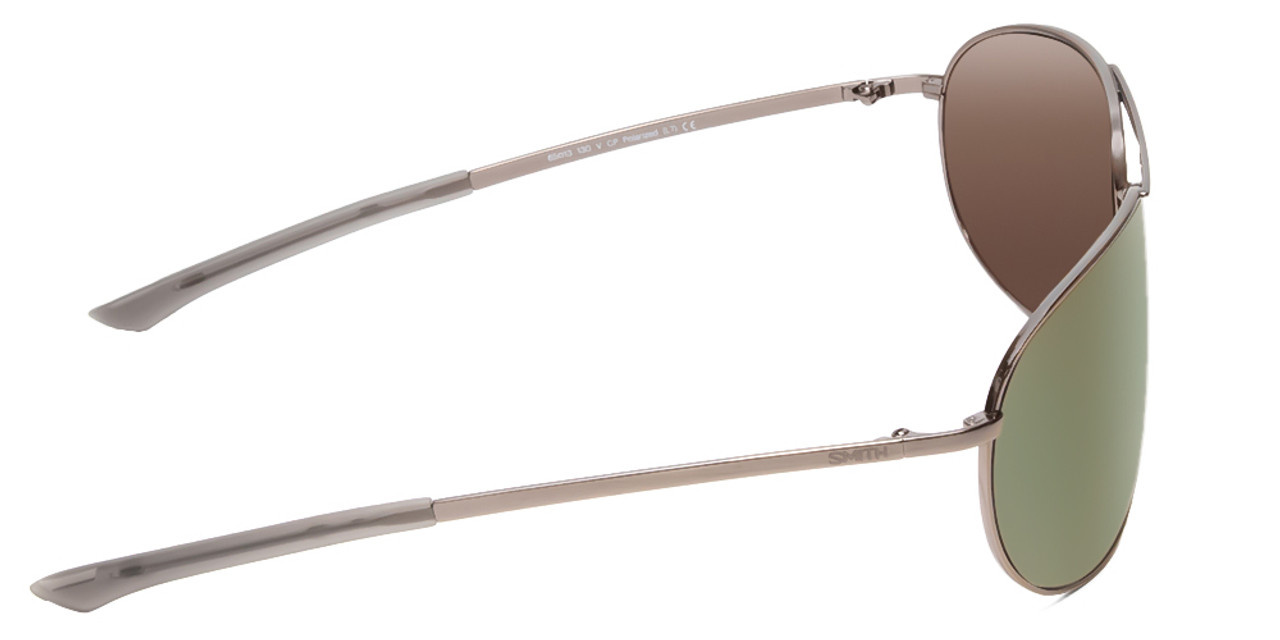 Side View of Smith Serpico Slim 2 Pilot Sunglasses Gun Metal w/CP Polarized Gray Green 65mm