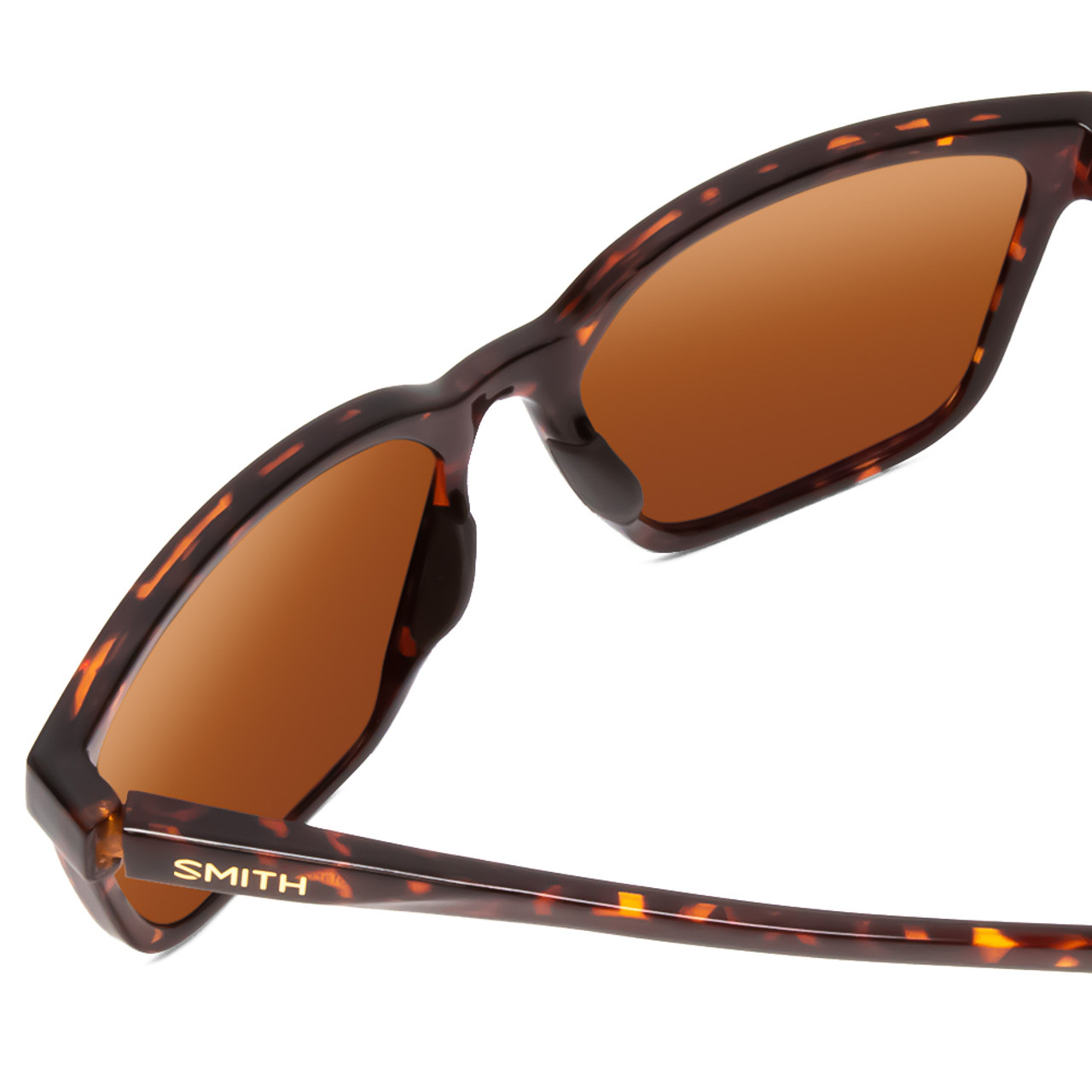 Close Up View of Smith Shoutout Retro Sunglasses in Tortoise Havana Gold/CP Polarized Brown 57 mm