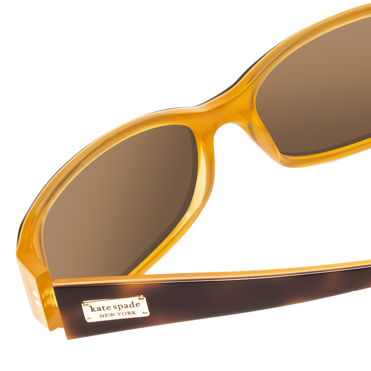 Close Up View of Kate Spade Paxton Lady Polarized Sunglasses Tortoise Saffron Caramel/Brown 53 mm