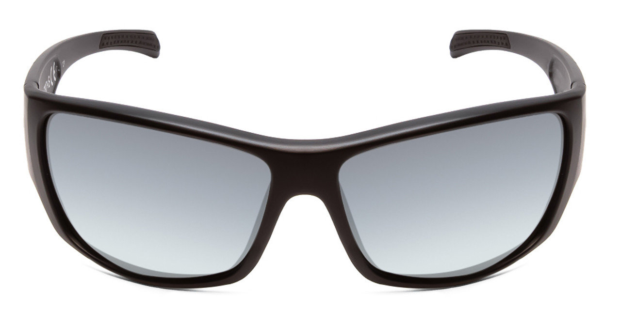 Front View of Smith Frontman Wrap Sunglasses in Black/ChromaPop+ Elite Polarized Platinum 42mm