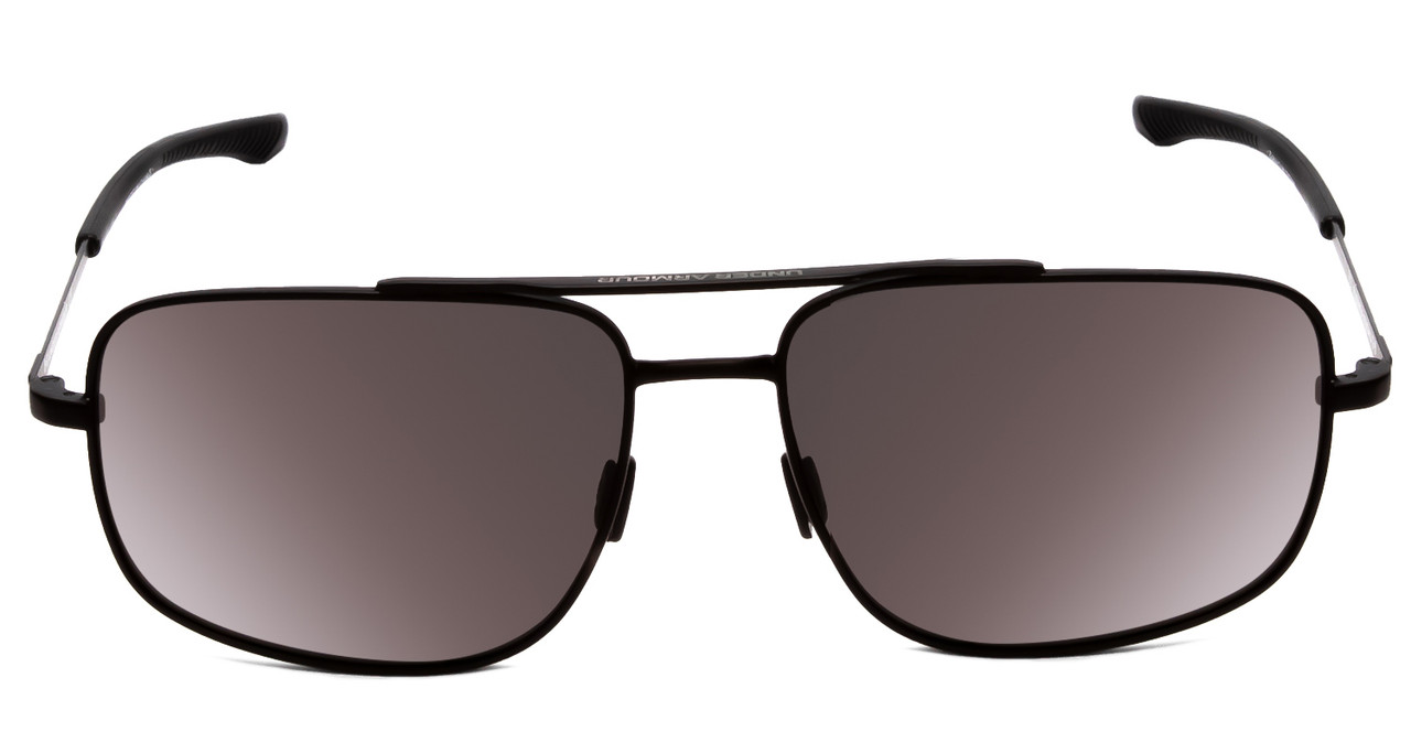 Front View of Under Armour Impulse Square Designer Sunglasses Matte Black/Grey Polarized 59 mm