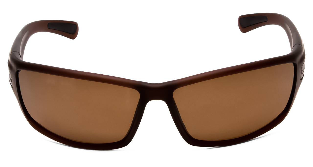 Front View of Bolle Python Wrap Polarized Sunglasses in Matte Transparent Chocolate/Brown 67mm