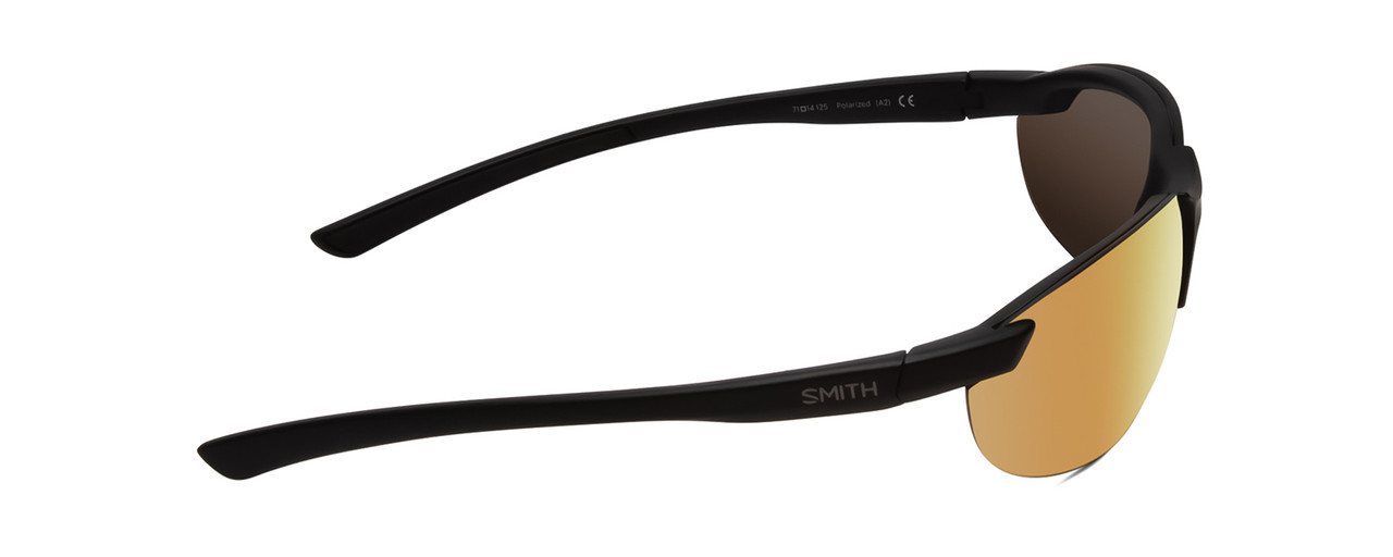 Side View of Smith Parallel 2 Sunglasses in Black/Polarized Gold Mirror&Ignitor Rose Red 71mm