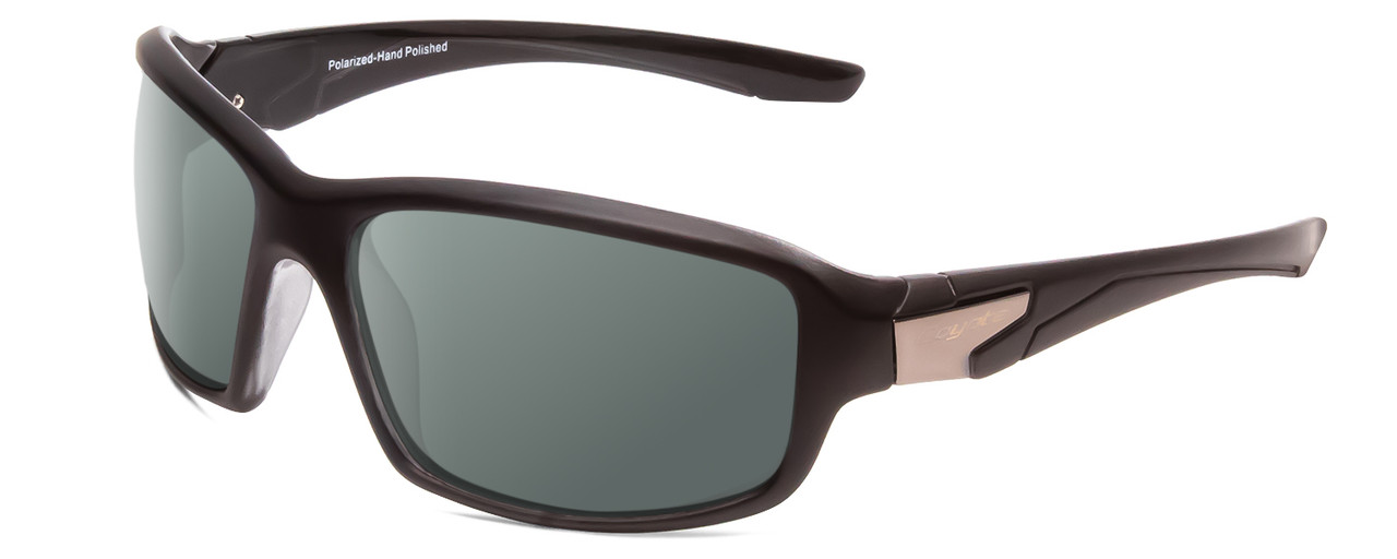 Profile View of Coyote Cascade Designer Polarized Sunglasses with Custom Cut Smoke Grey Lenses in Matte Black Unisex Wrap Full Rim Acetate 60 mm