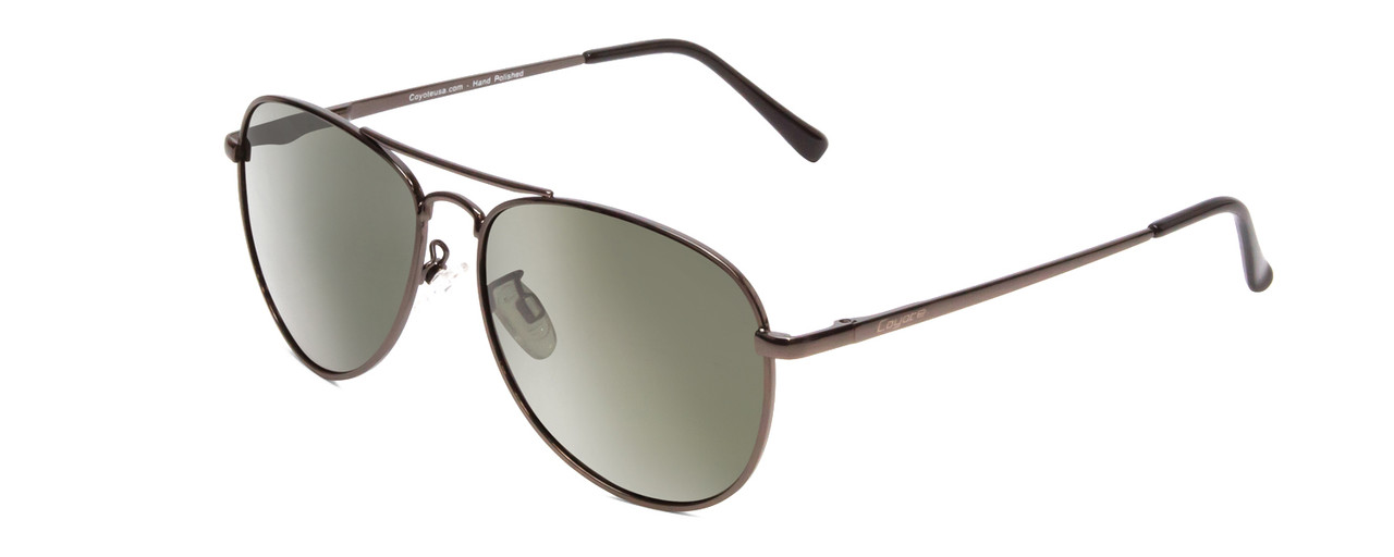 Profile View of Coyote Classic II Unisex Metal Aviator Polarized Sunglasses in Silver & G15 55mm