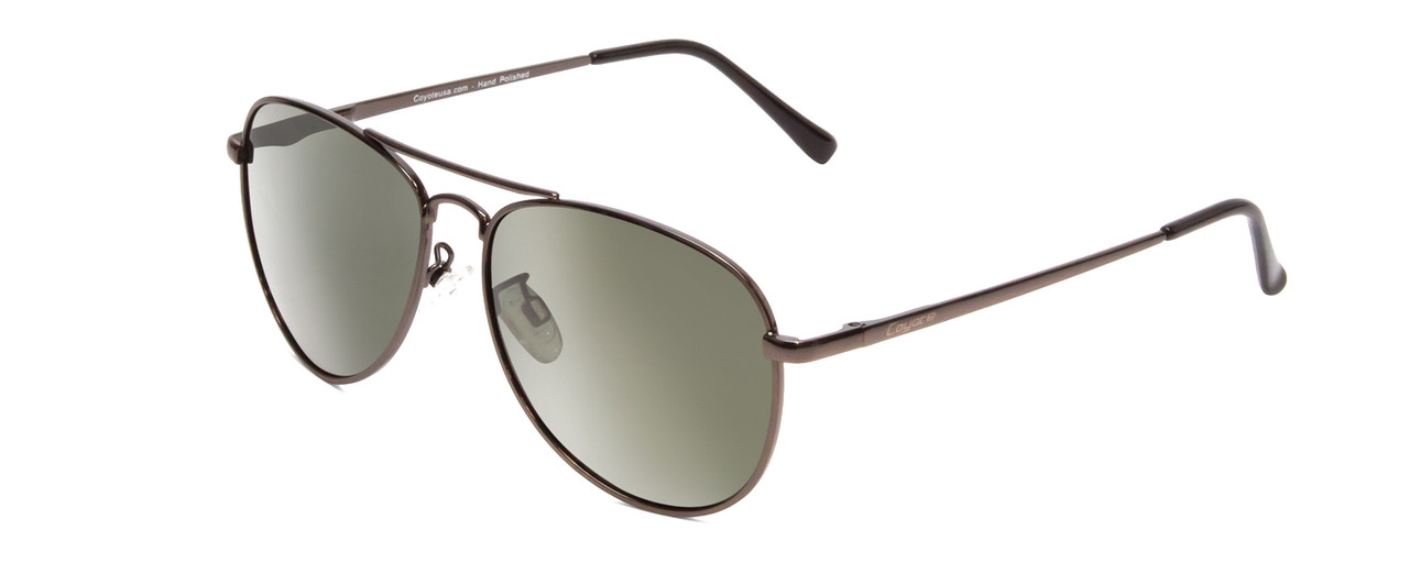 Profile View of Coyote Classic II Unisex Metal Pilot Polarized Sunglasses in Silver & G15 55mm