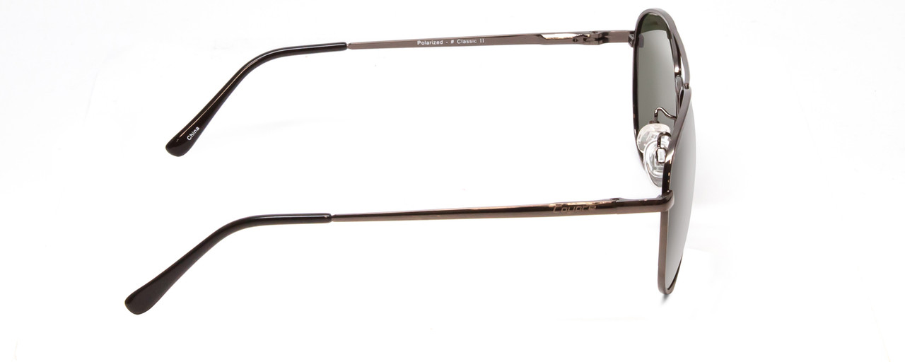 Side View of Coyote Classic II Unisex Metal Pilot Polarized Sunglasses in Silver & G15 55mm