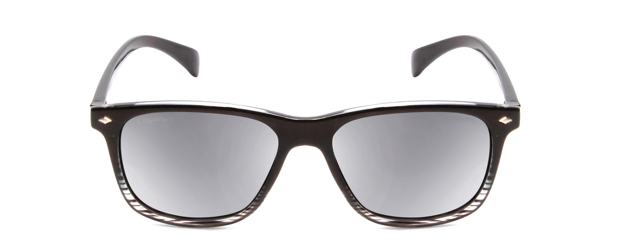 Front View of Coyote Dakota Unisex Square Polarized Sunglasses in Black Clear Fade & Grey 51mm