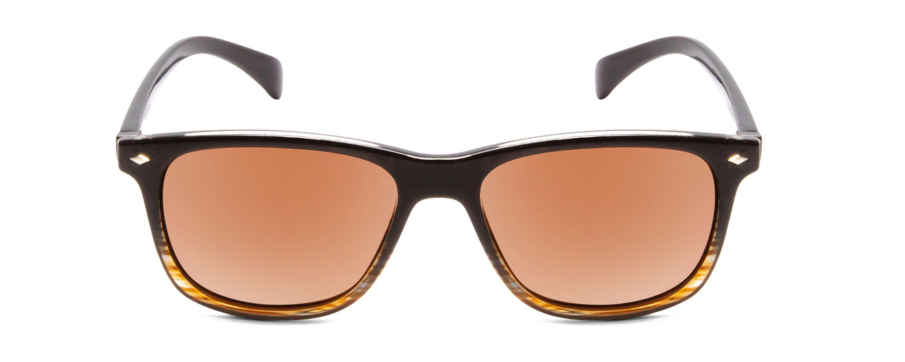 Front View of Coyote Dakota Unisex Square Designer Polarized Sunglasses Dark Fade & Brown 51mm