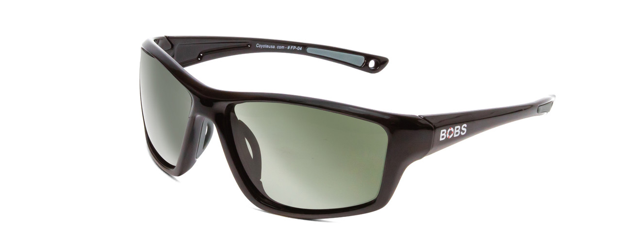 Profile View of Coyote FP-04 Mens Full Rim Designer Polarized Sunglasses in Gloss Black/G15 62mm