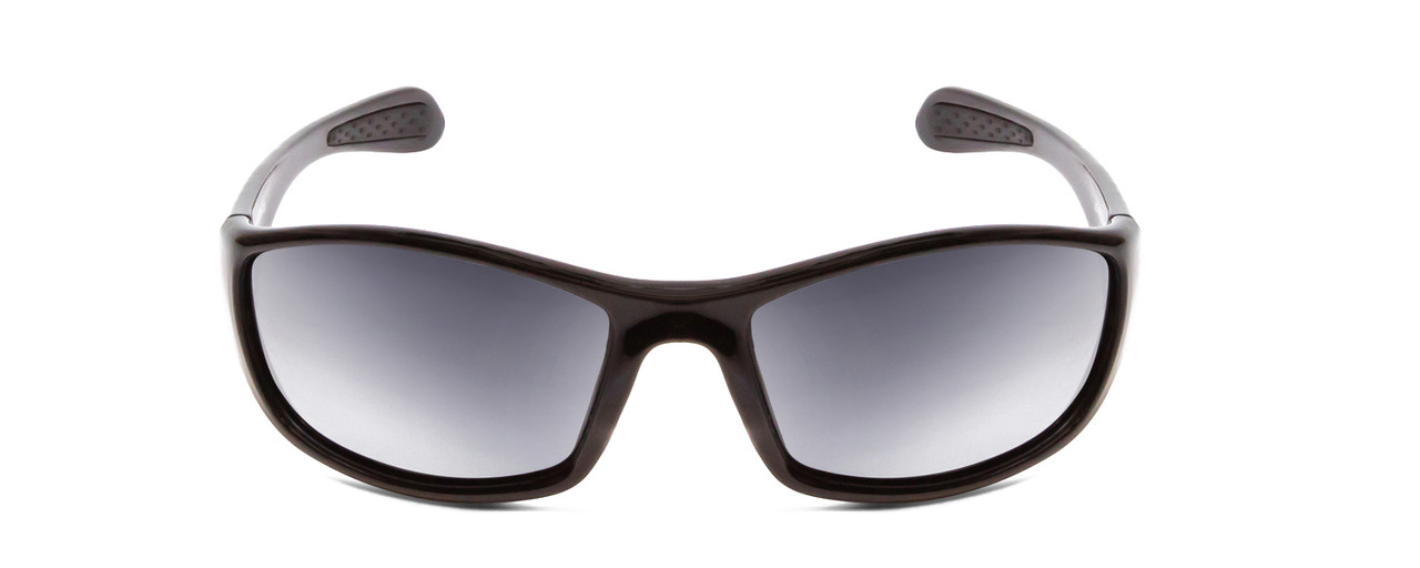 Front View of Coyote FP-05 Unisex Wrap Designer Polarized Sunglasses in Gloss Black/Grey 60 mm