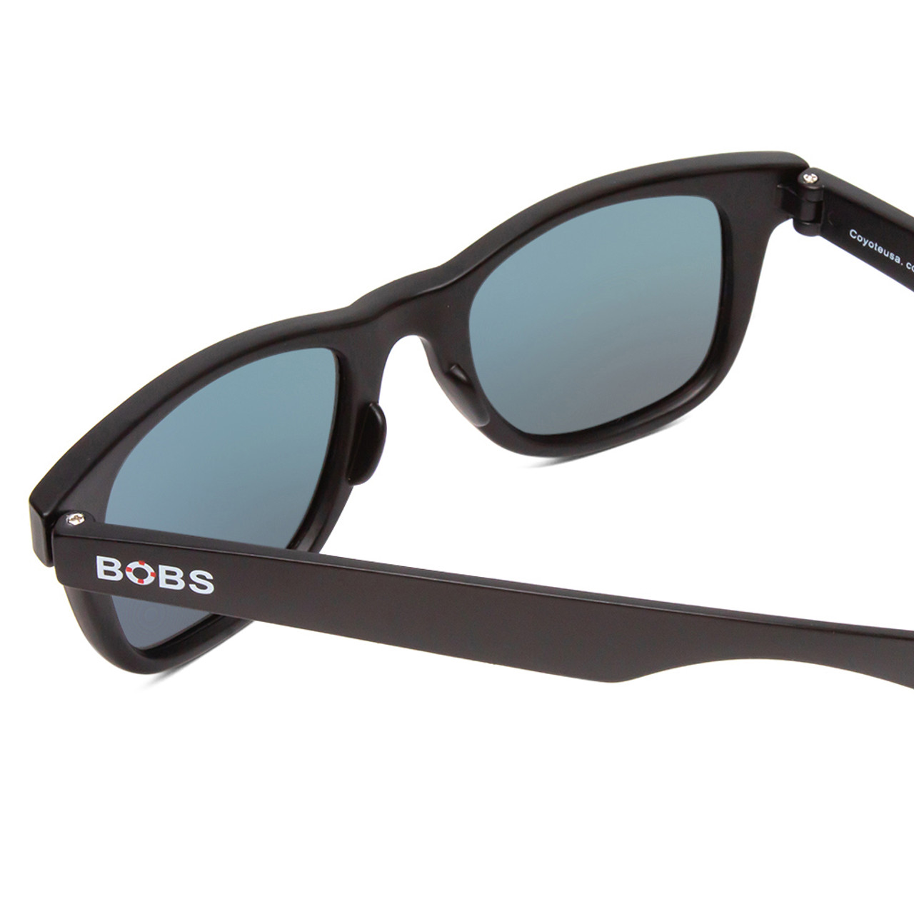 Close Up View of Coyote FP-35 Mens Square Designer Polarized Sunglasses in Matte Black & G15 50mm