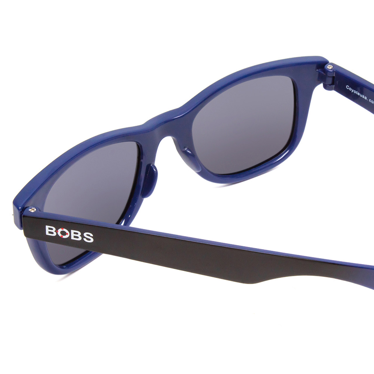 Close Up View of Coyote FP-35 Men Square Designer Polarized Sunglasses Matte Black Blue/Grey 50mm