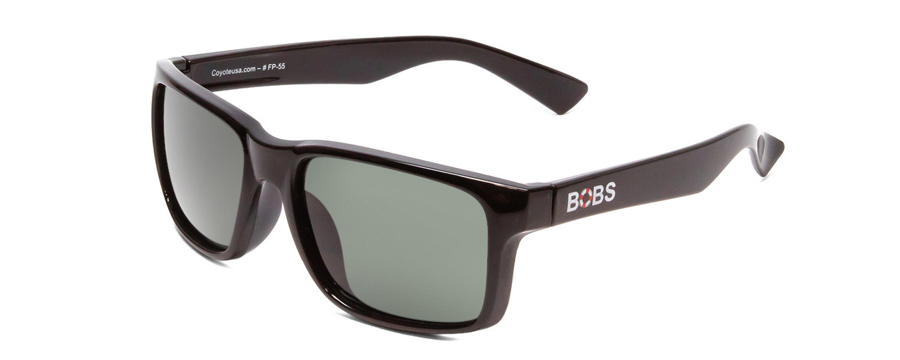 Profile View of Coyote FP-55 Mens Square Designer Polarized Sunglasses in Gloss Black & G15 54mm