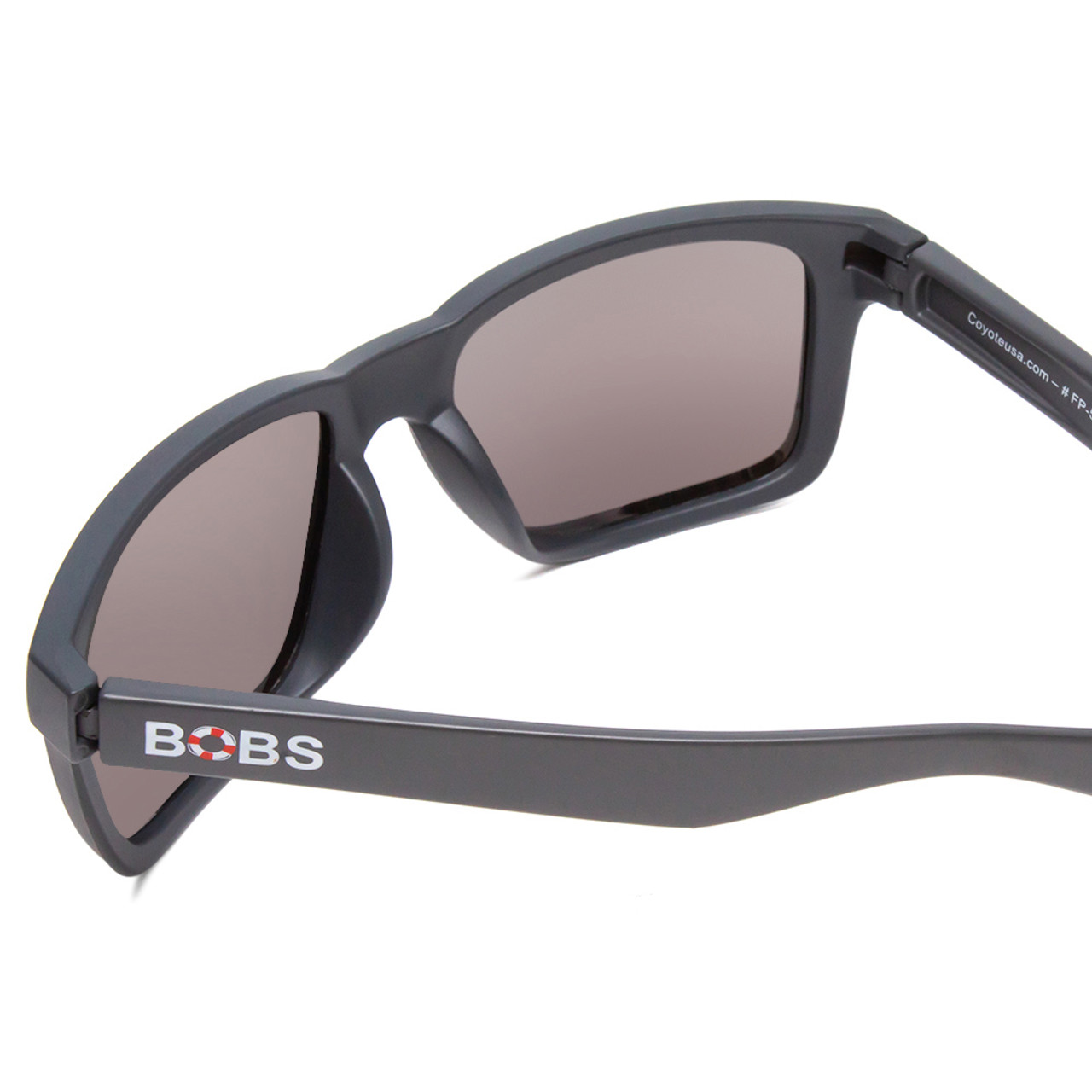 Close Up View of Coyote FP-55 Mens Designer Polarized Sunglasses in Grey Brown & Blue Mirror 54mm