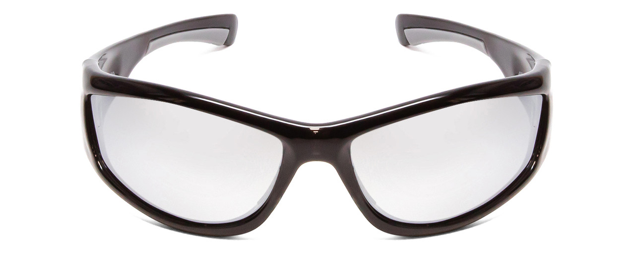 Front View of Coyote FP-69 Mens Designer Polarized Sunglasses in Black Grey/Silver Mirror 65mm