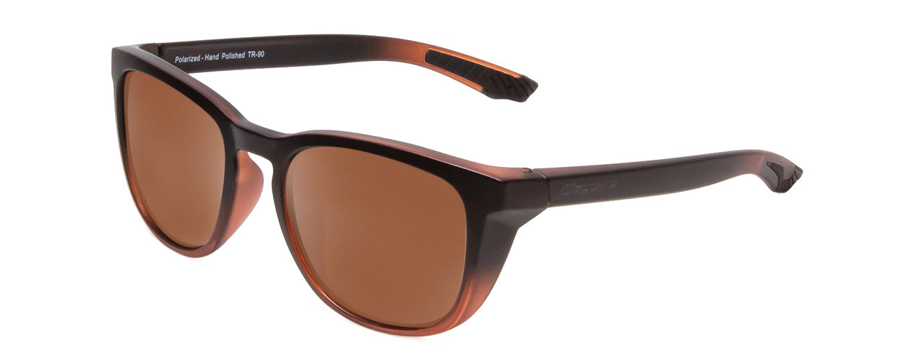 Profile View of Coyote Offshore Square Polarized Sunglasses Matte Black-Brown/Silver Mirror 53mm