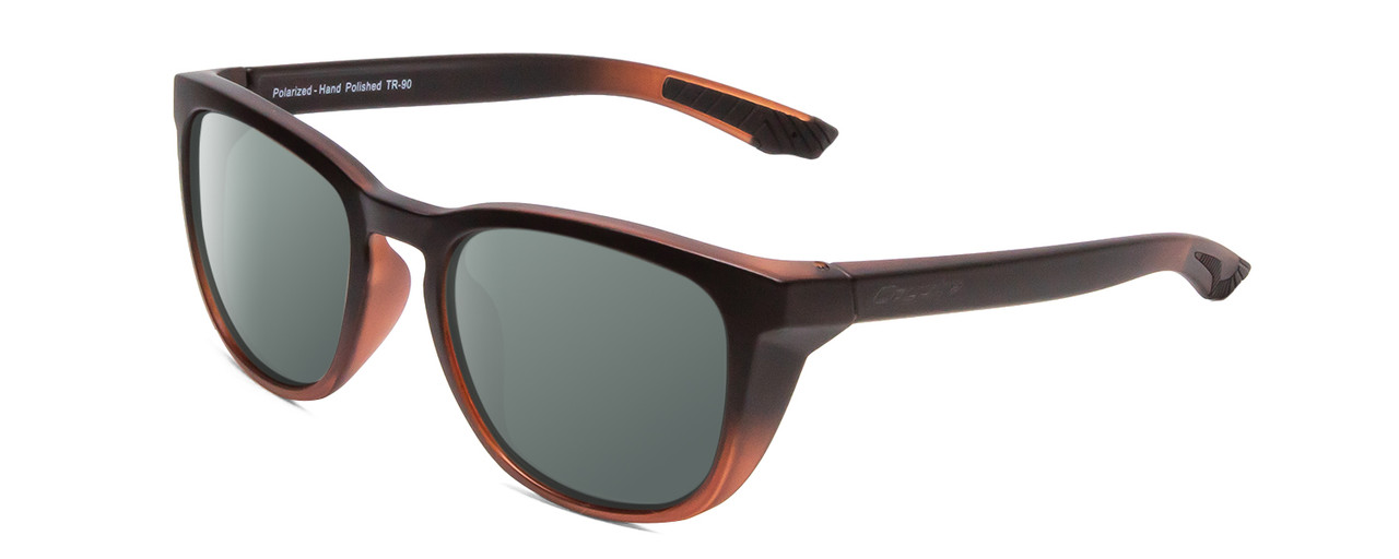 Profile View of Coyote Offshore Designer Polarized Sunglasses with Custom Cut Smoke Grey Lenses in Matte Black-Brown Unisex Square Full Rim Acetate 53 mm