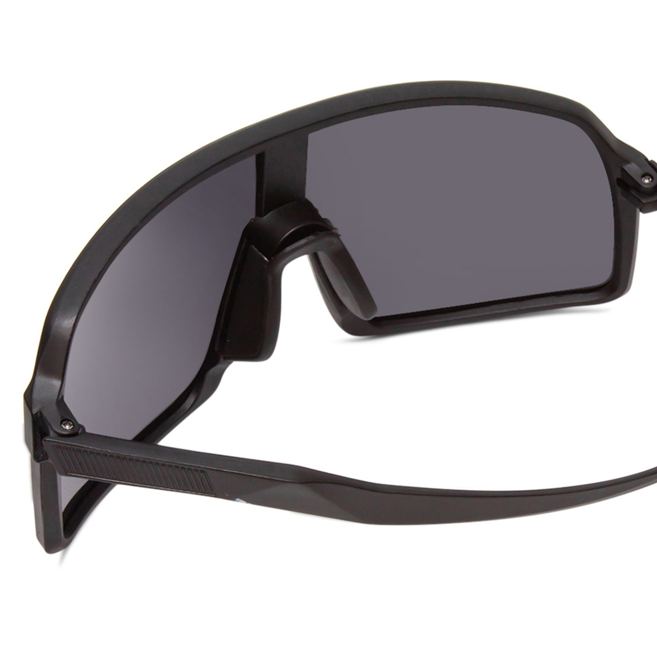 Close Up View of Coyote Python Men Semi-Rimless Designer Polarized Sunglasses in Black/Grey 135mm