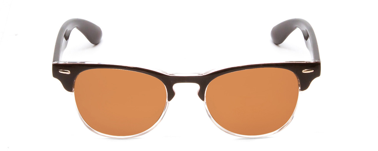 Front View of Coyote Uptown Unisex Round Designer Polarized Sunglasses Clear Fade & Brown 49mm