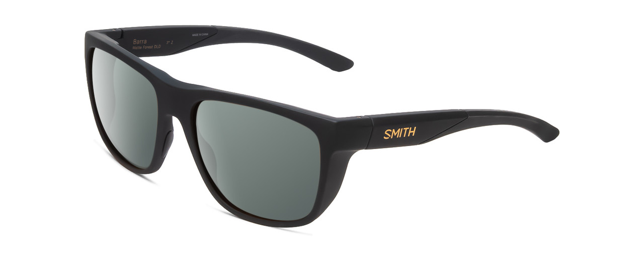 Profile View of Smith Optics Barra Designer Polarized Sunglasses with Custom Cut Smoke Grey Lenses in Matte Forest Green Unisex Classic Full Rim Acetate 59 mm