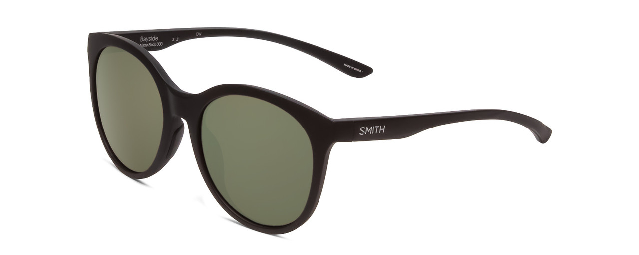 Profile View of Smith Bayside Unisex Cateye Sunglasses Black/ChromaPop Polarized Gray Green 54mm