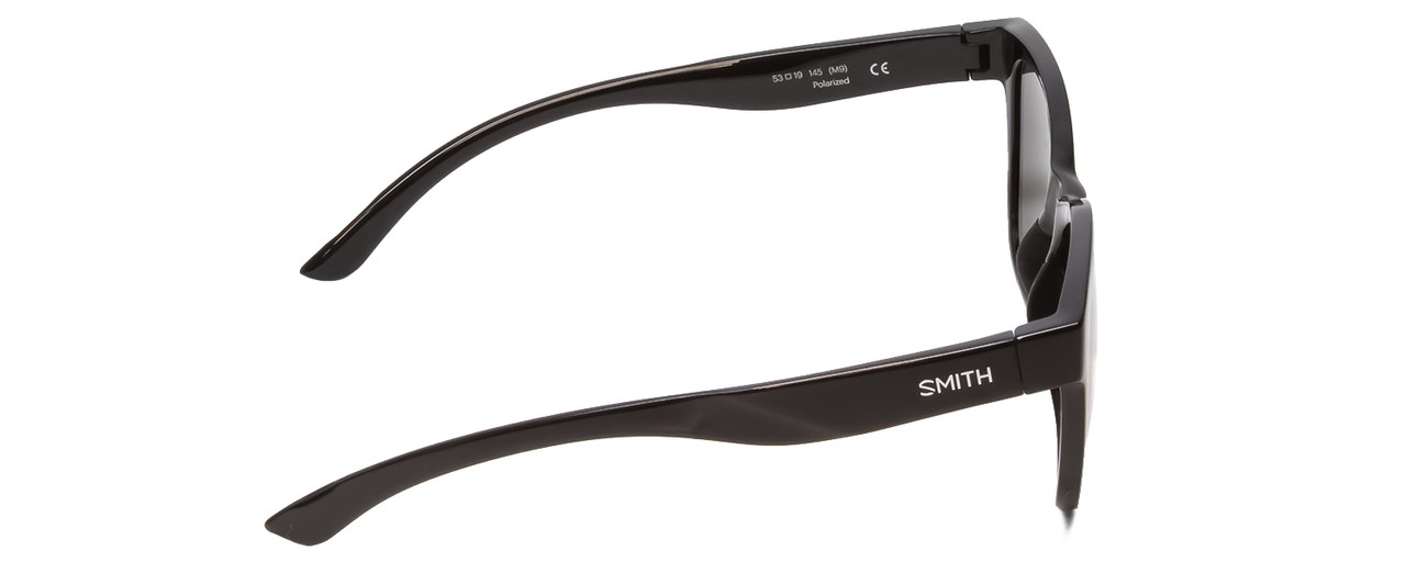 Side View of Smith Caper Ladies Cateye Designer Sunglasses in Black/Polarized Gray Green 53mm