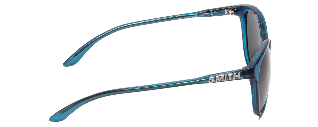 Side View of Smith Cheetah Ladies Cateye Sunglasses in Cool Blue Crystal/Polarized Gray 54 mm
