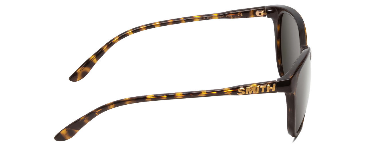 Side View of Smith Cheetah Women Cateye Sunglasses in Tortoise Brown Gold/Polarized Gray 54mm