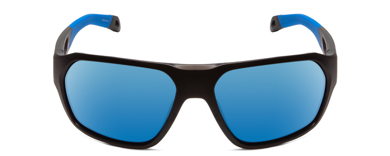 Front View of Smith Deckboss Unisex Sunglasses Matte Black/CP Glass Polarized Blue Mirror 63mm