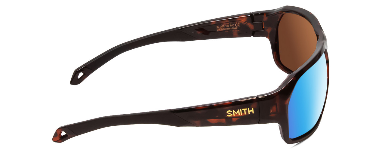 Side View of Smith Deckboss Unisex Sunglasses Tortoise/CP Glass Polarized Green Mirror 63 mm