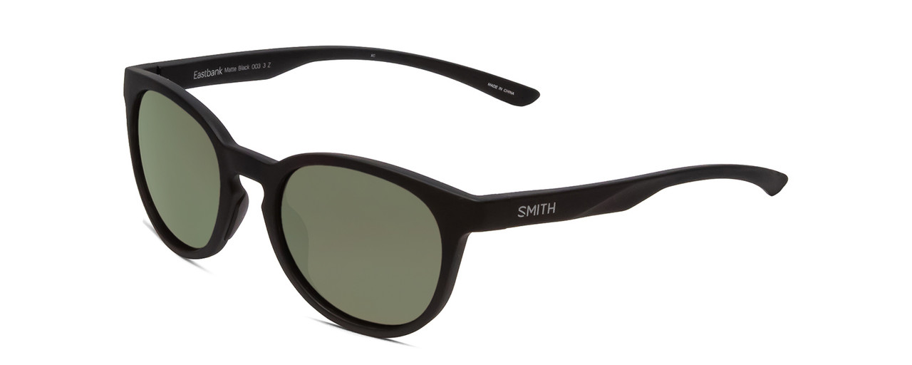 Smith Eastbank Unisex Round Sunglasses Black/Chromapop Polarized Gray Green 52mm