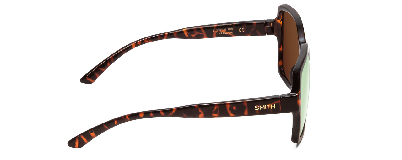 Side View of Smith Flare Lady Sunglasses in Tortoise Brown/CP Polarized Rose Gold Mirror 57mm