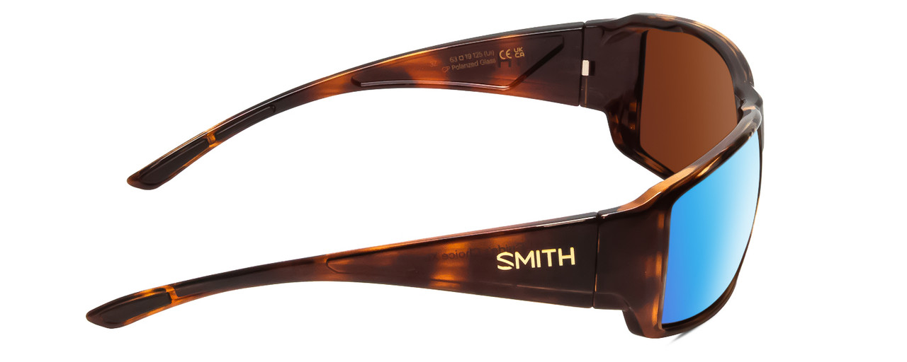 Side View of Smith Guides Choice XL Sunglasses Tortoise/CP Glass Polarized Green Mirror 63 mm