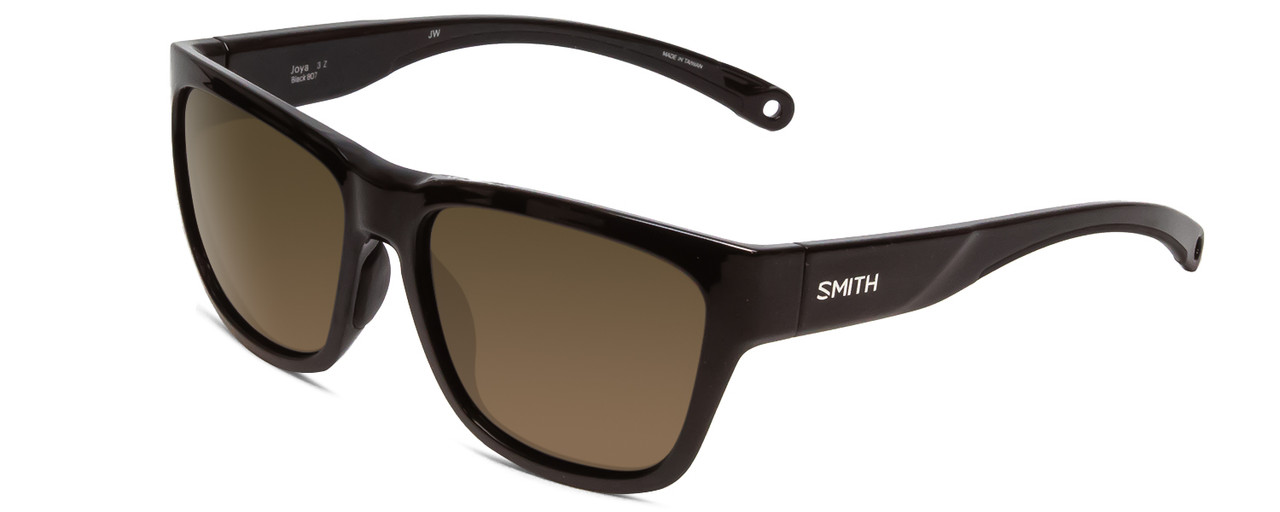 Profile View of Smith Joya Ladies Square Sunglasses in Black/ChromaPop Polarized Gray Green 56mm