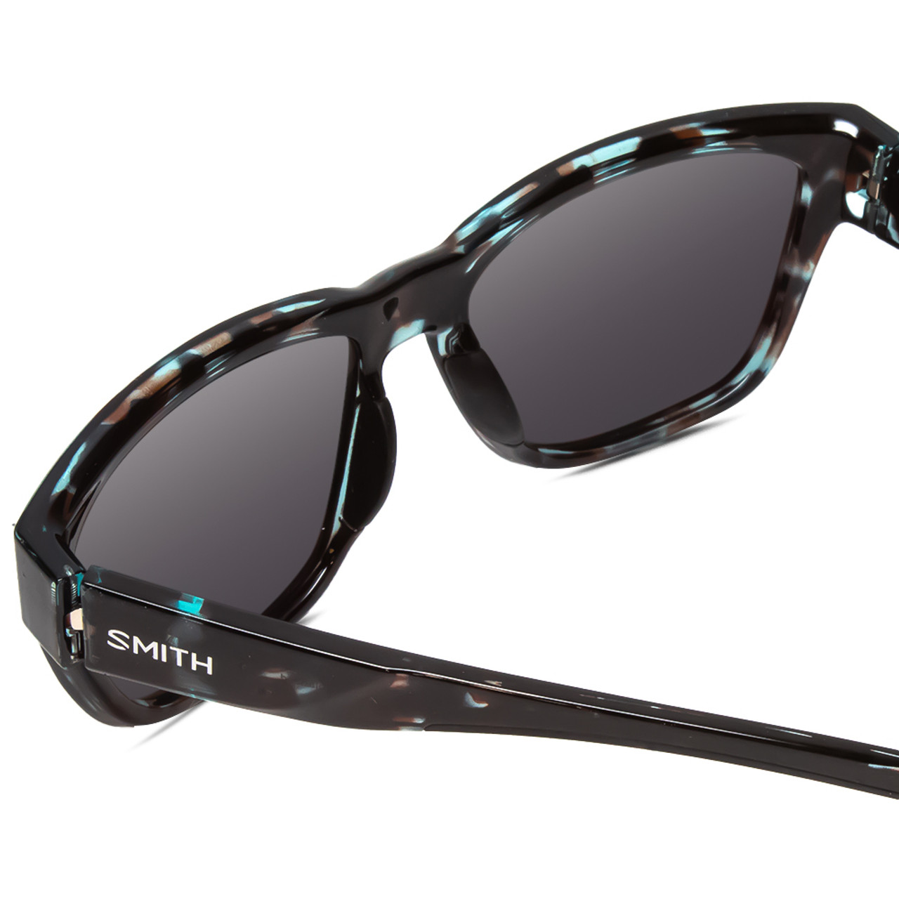 Close Up View of Smith Joya Ladies Sunglasses in Sky Tortoise Brown/CP Polarized Blue Mirror 56mm