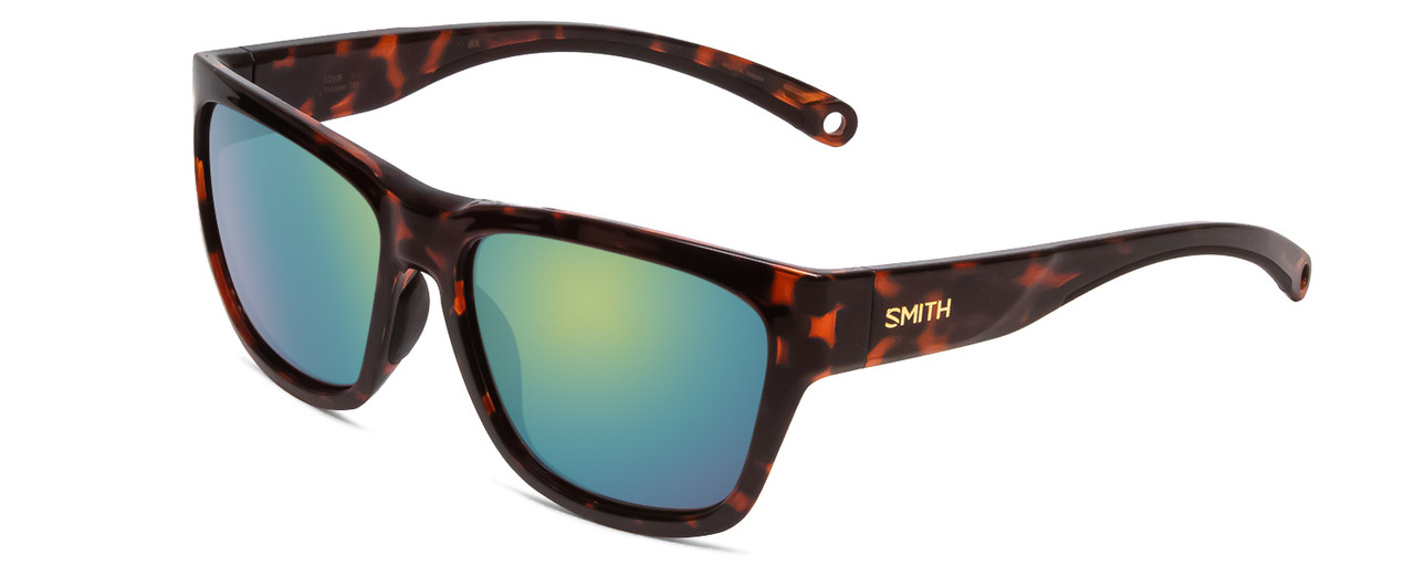 Profile View of Smith Joya Ladies Sunglasses Tortoise Brown Gold/CP Polarized Green Mirror 56 mm
