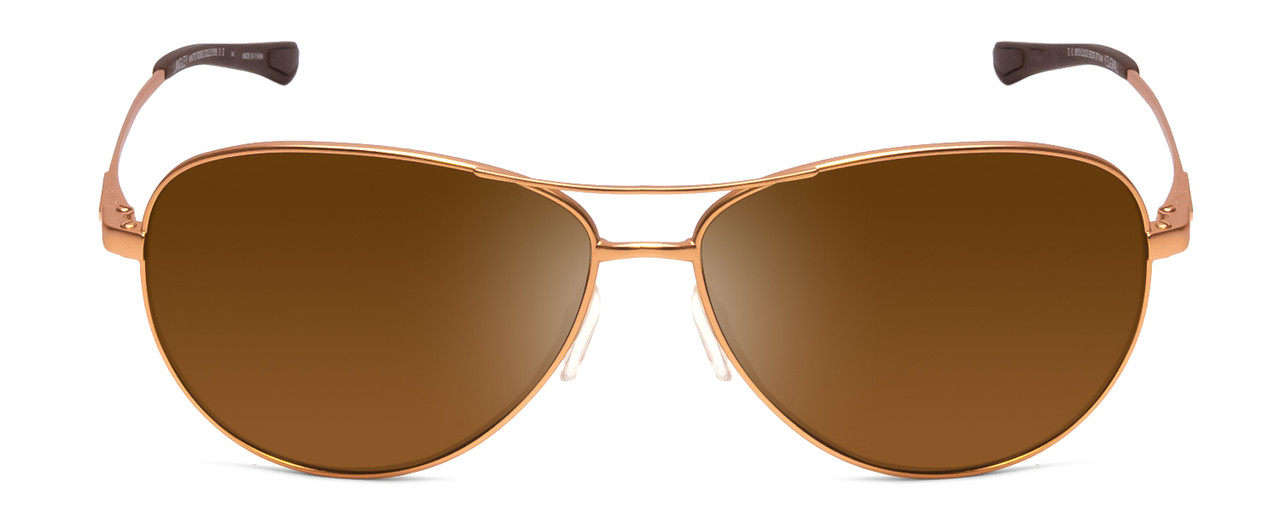 Front View of Smith Langley Unisex Pilot Sunglasses in Rose Gold Black/Polarized Brown 60 mm