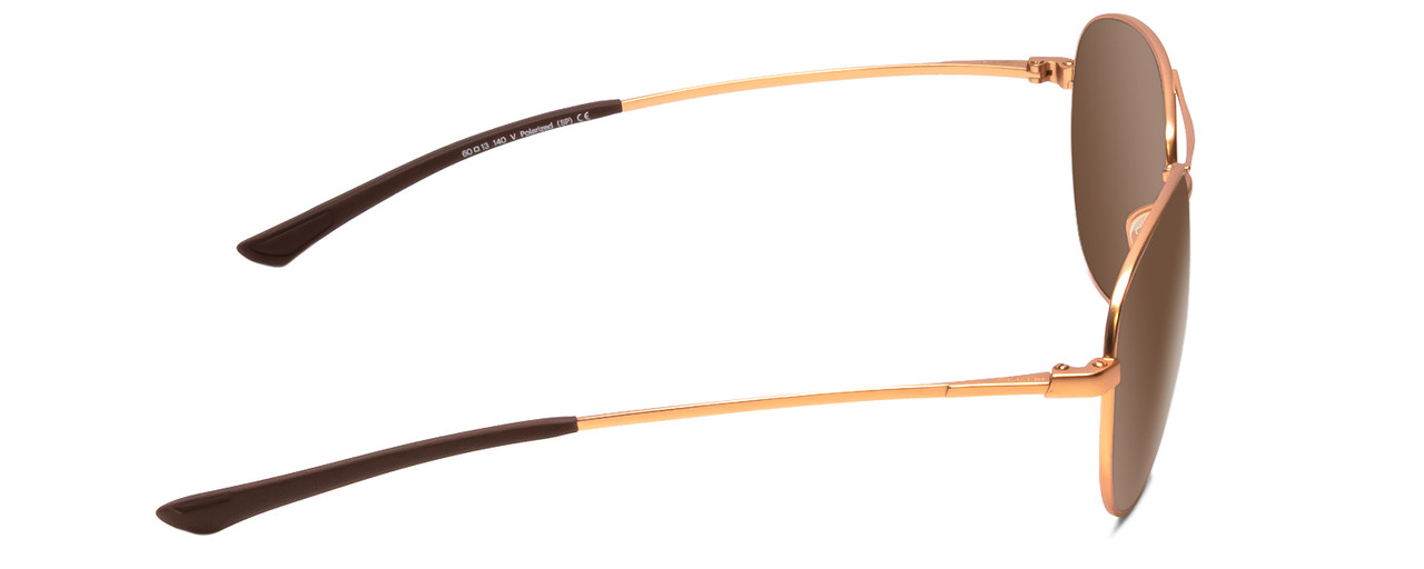 Side View of Smith Langley Unisex Pilot Sunglasses in Rose Gold Black/Polarized Brown 60 mm