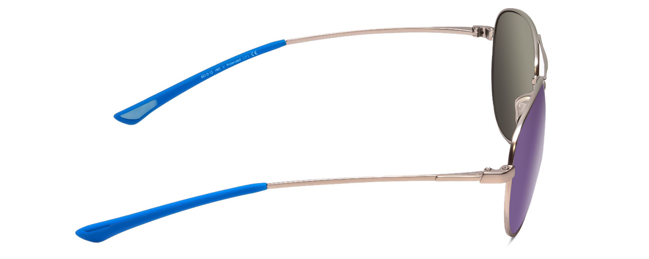 Side View of Smith Langley Unisex Pilot Sunglass Ruthenium Silver/Polarize Blue Mirror 60mm