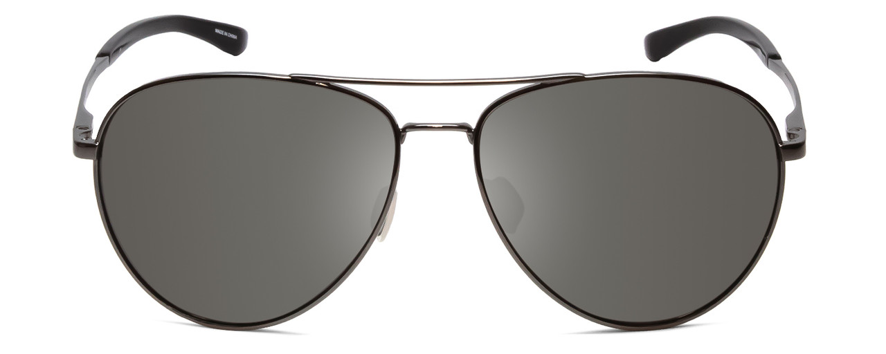 Front View of Smith Layback Pilot Sunglasses Gun Metal Silver/Polarized Platinum Mirror 60mm