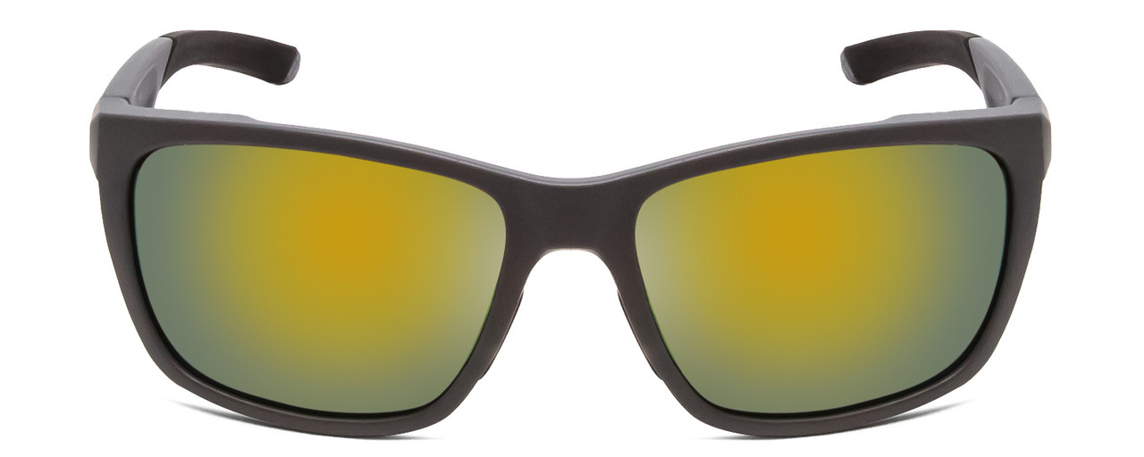 Front View of Smith Longfin Unisex Sunglasses Matte Cement Grey/CP Polarized Green Mirror 59mm