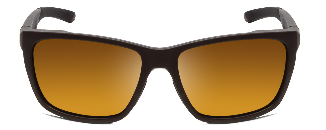 Front View of Smith Longfin Wrap Sunglasses in Gravy Grey/CP Polarized Bronze Mirror Gold 59mm