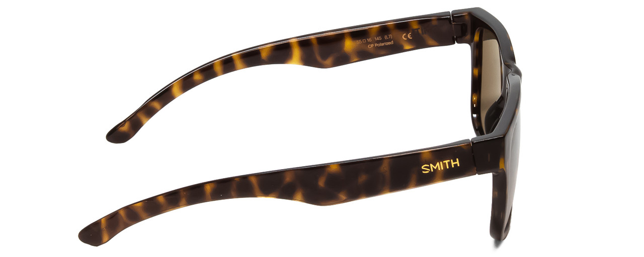 Side View of Smith Lowdown 2 Sunglass Vintage Tortoise Brown Gold/CP Polarize Gray Green 55mm