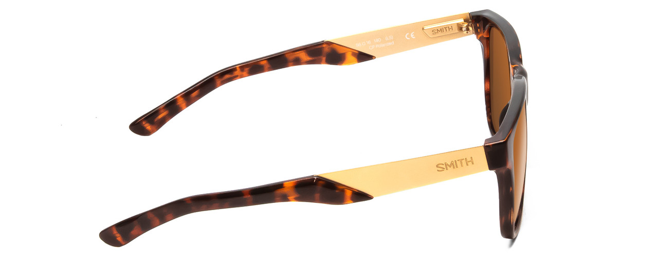 Side View of Smith Lowdown Steel Classic Sunglasses Dark Tortoise Gold/CP Polarize Brown 56mm