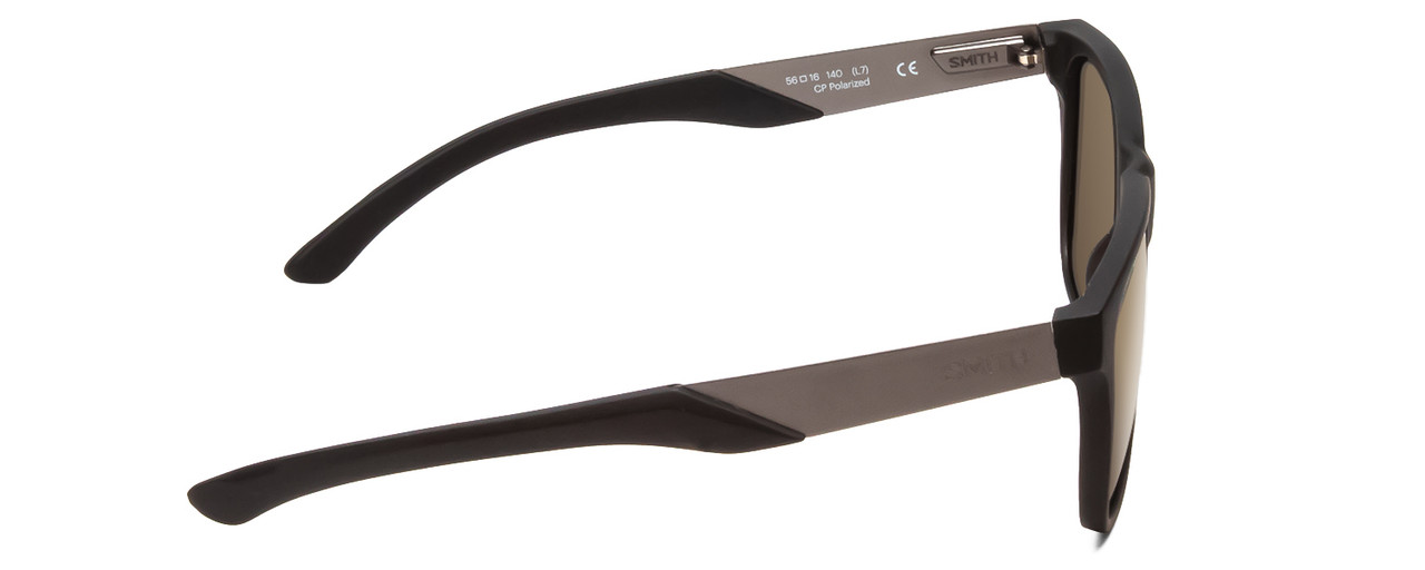 Side View of Smith Lowdown Steel Sunglass Black Ruthenium Silver/CP Polarized Gray Green 56mm