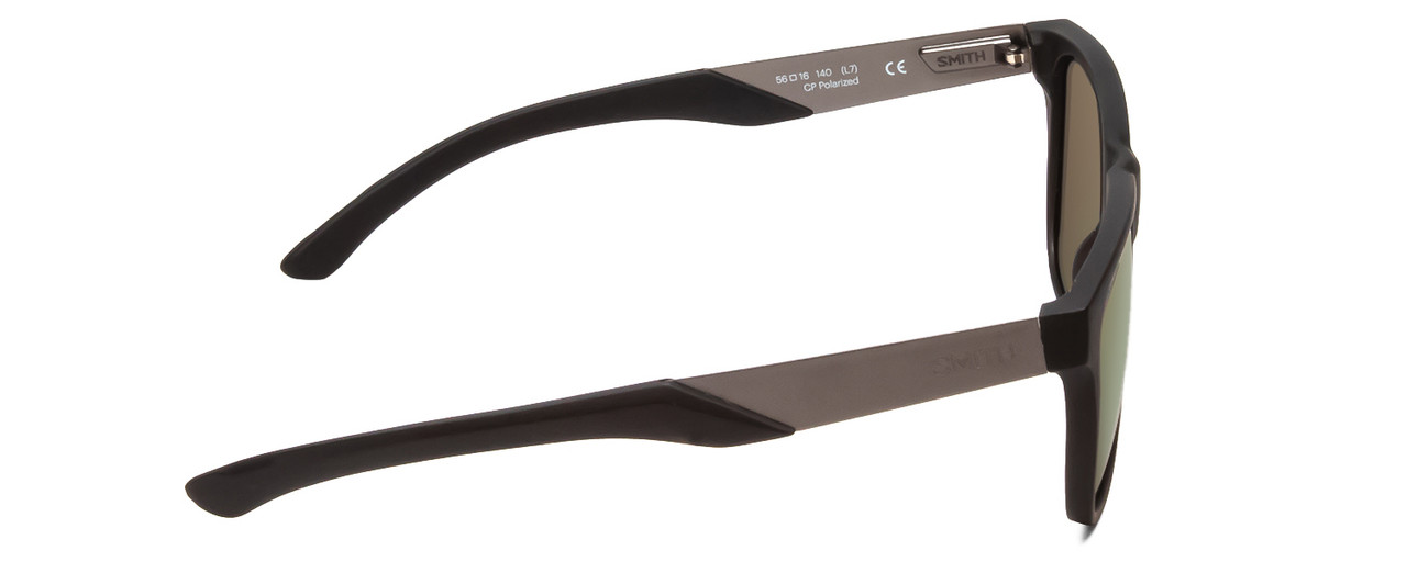 Side View of Smith Lowdown Steel Sunglass Black Ruthenium Silver/CP Polarized Gray Green 56mm