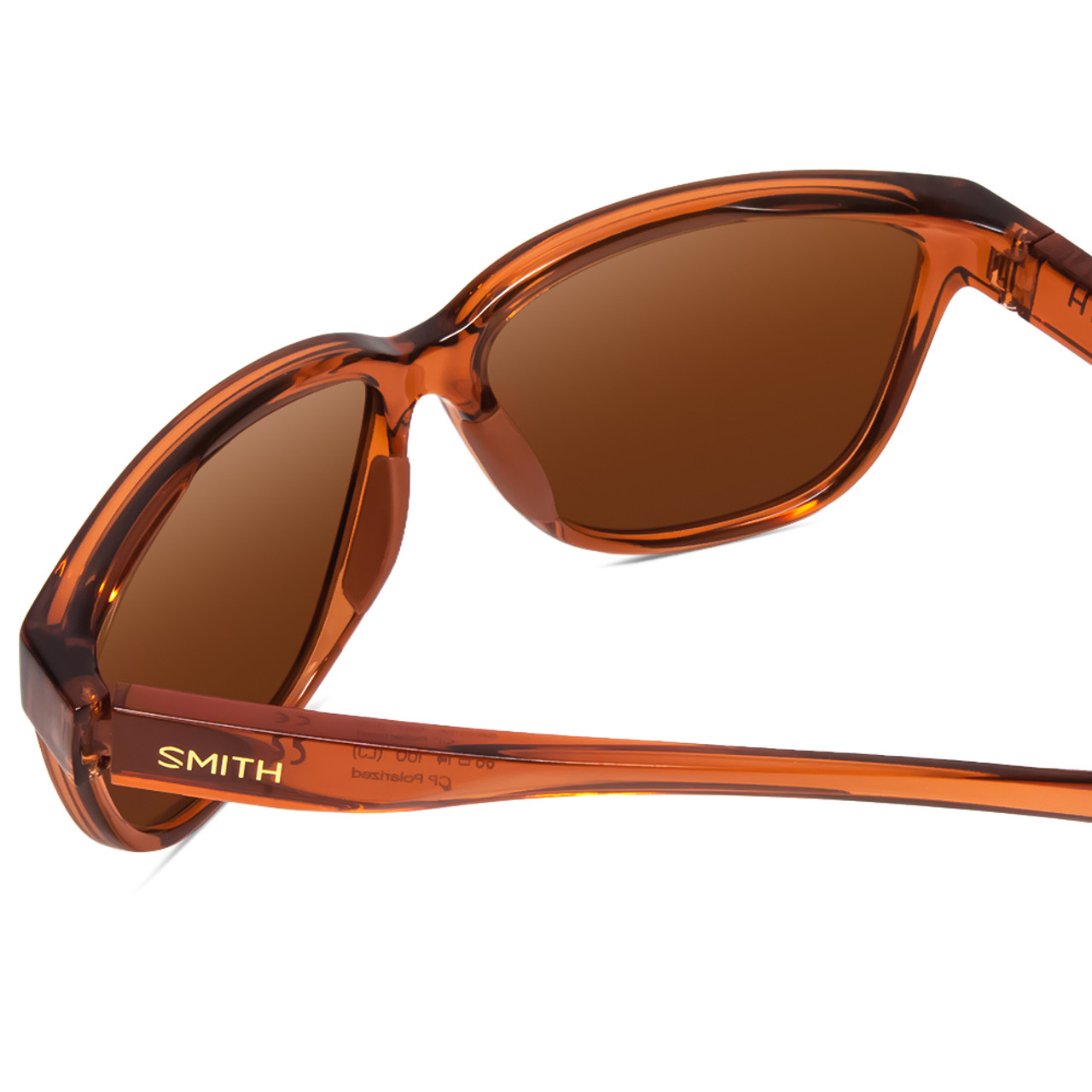 Close Up View of Smith Monterey Ladies Cateye Sunglasses Crystal Tobacco/CP Polarized Brown 58 mm