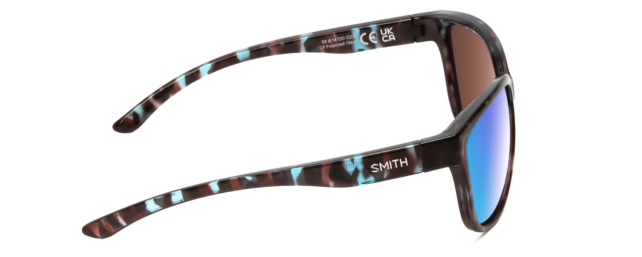 Side View of Smith Monterey Cateye Sunglasses in Tortoise/CP Glass Polarized Blue Mirror 58mm