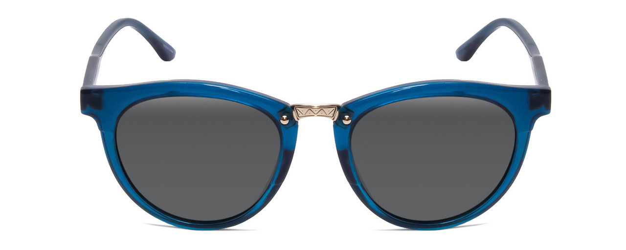 Front View of Smith Questa Ladies Designer Sunglasses in Cool Blue Crystal/Polarized Gray 50mm